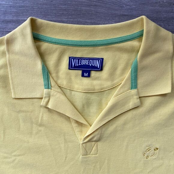 Vilebrequin Men's Yellow Embroidered Logo Short Sleeve Polo Shirt Medium Pastel - Picture 3 of 8